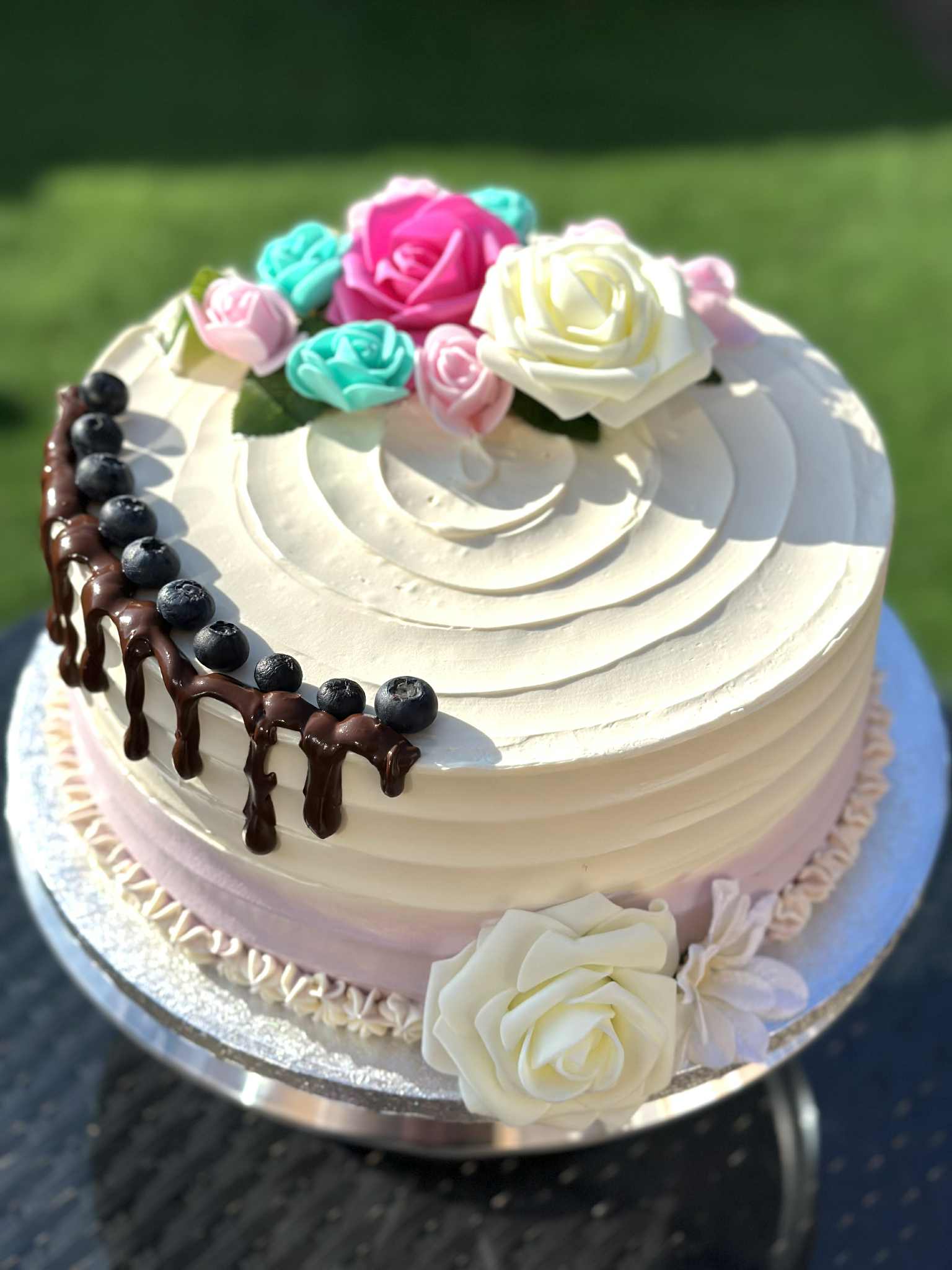 Blueberry Chocolate Drip Cake