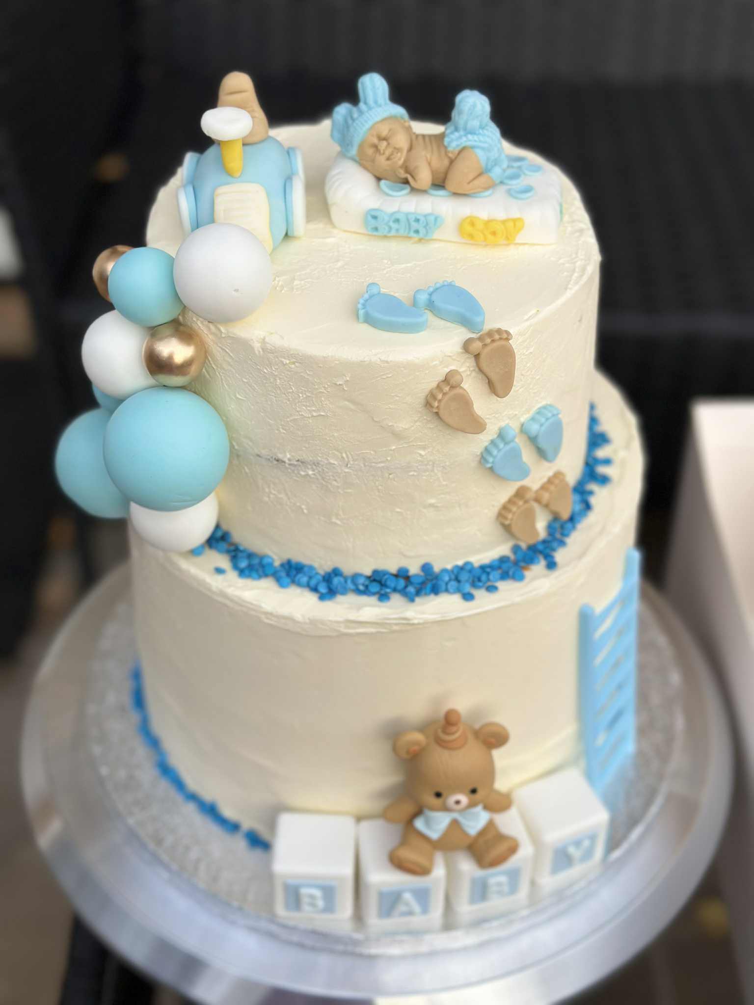 Two-Tier Baby Boy Cake