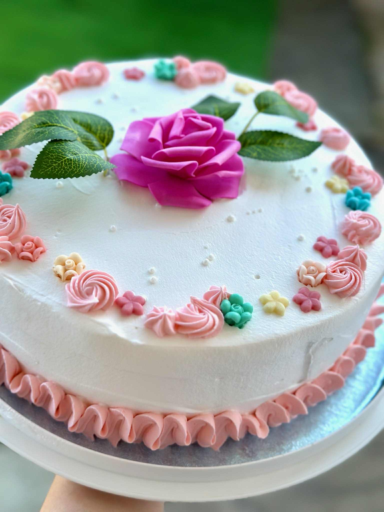 Pink Garden Vanilla Cake