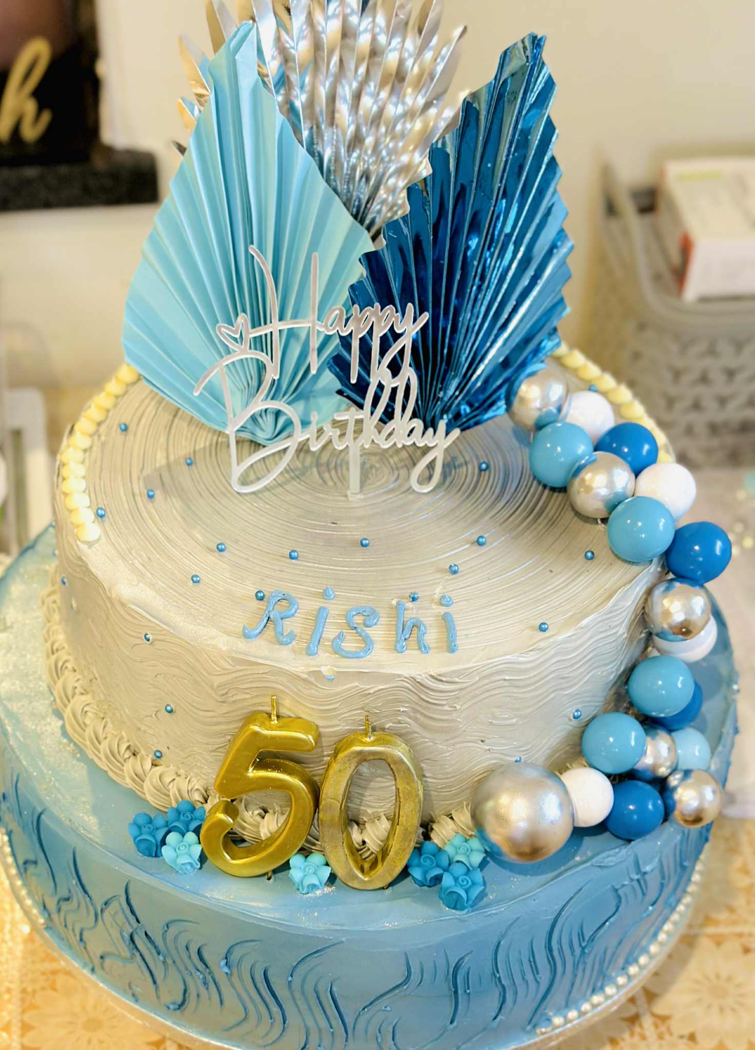 Pistachio Vanilla 50th Cake